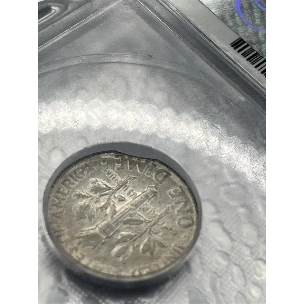 1964 Roosevelt Silver Dime - ICG AU55 - MAJOR CLIPPED PLANCHET MINT ERROR
